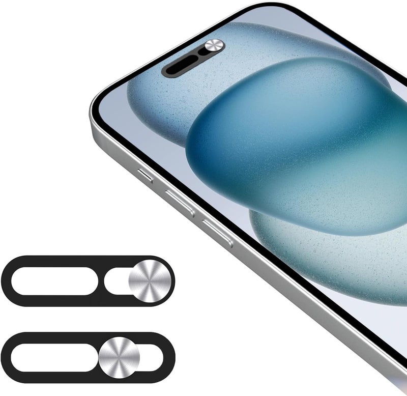 EYSOFT Webcam Cover,Front Camera Cover Compatible for iPhone 15/15 Plus/15 Pro/15 Pro Max/14 Pro/14 Pro Max,Protect Privacy and Security,Not Affect Face ID, 2 Pack-Silver - Image 1